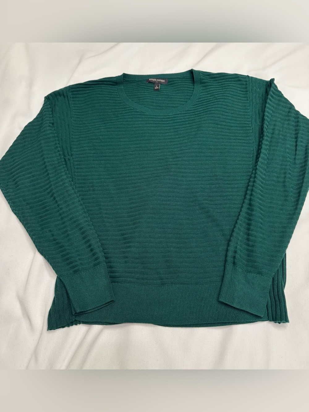 Women’s Banana Republic Horizontal Ribbed Sweater emerald green Large EUC
